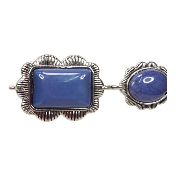 Haute Hippie Blue Stone Concho Chain Belt Silver One Size 41" Long - Picture 5 of 10